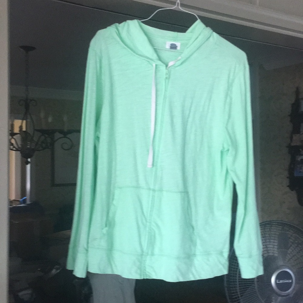 Lightweight zip up hoodie. Mint green